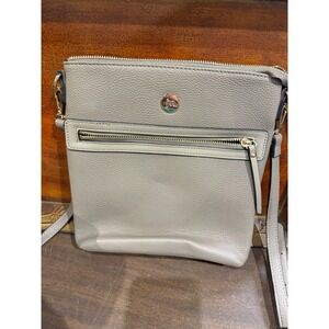 Joy Susan Taupe Gray Pebbled Vegan Leather Crossbody Bag Gold Hardware Purse